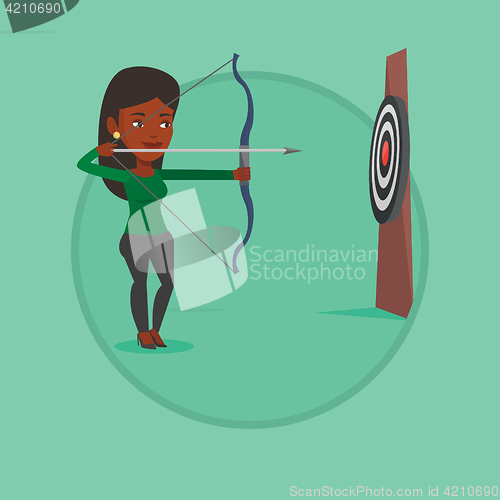 Image of Archer training with the bow vector illustration.