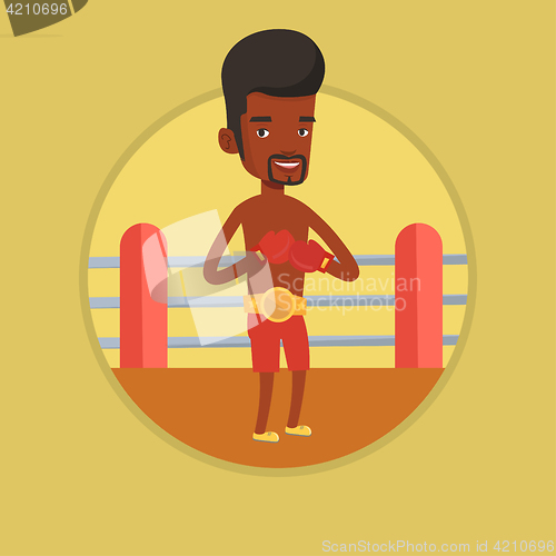 Image of Confident boxer in the ring vector illustration.