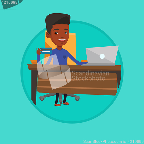 Image of Man shopping online vector illustration.