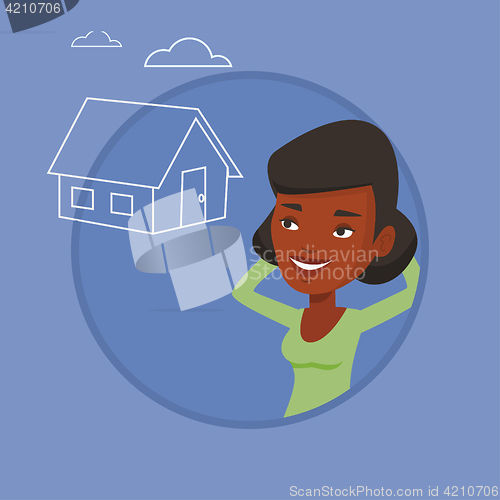 Image of Woman dreaming about buying new house.