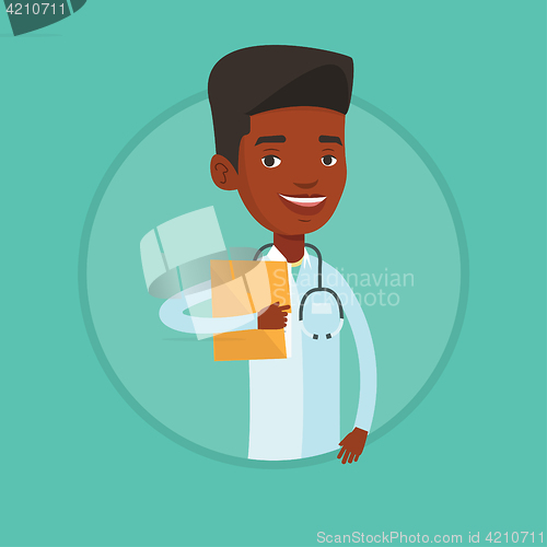 Image of Doctor with file in medical office.