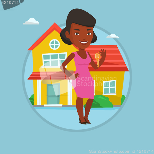 Image of Real estate agent with key vector illustration.