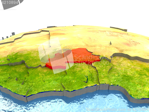 Image of Burkina Faso on Earth in red
