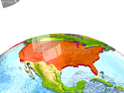Image of USA on Earth in red