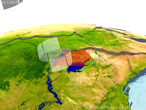 Image of Uganda on Earth in red