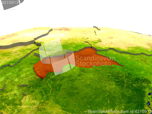 Image of Central Africa on Earth in red