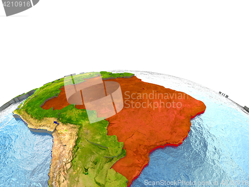 Image of Brazil on Earth in red