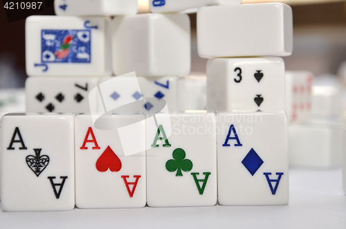 Image of Mahjong set with four Aces