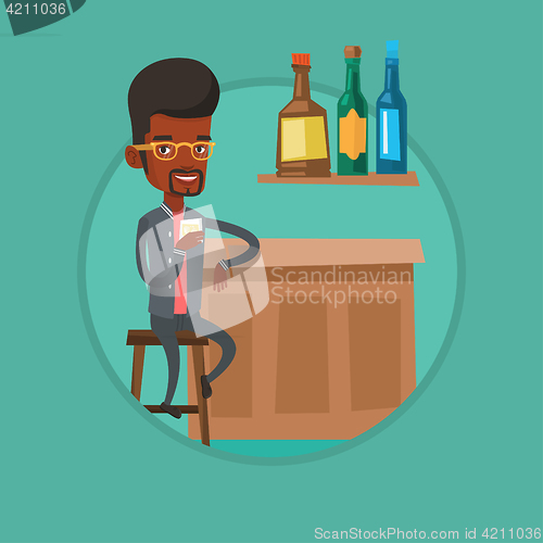 Image of Man sitting at the bar counter vector illustration