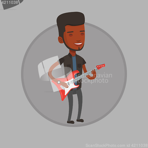 Image of Man playing electric guitar vector illustration.