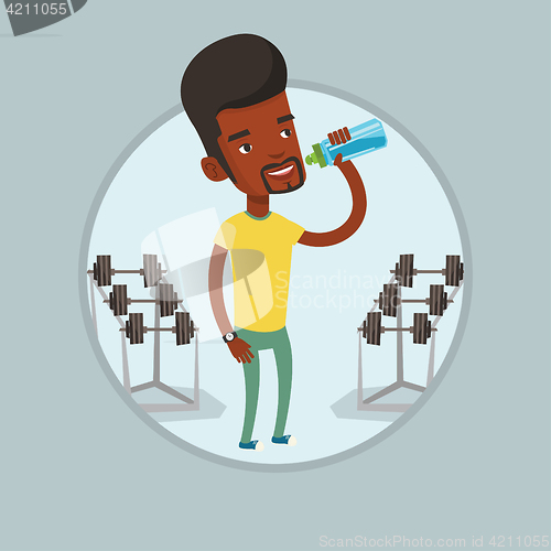 Image of Sportive man drinking water vector illustration.