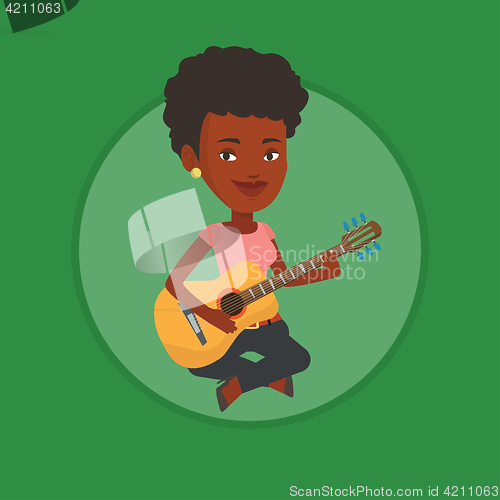 Image of Woman playing acoustic guitar vector illustration.