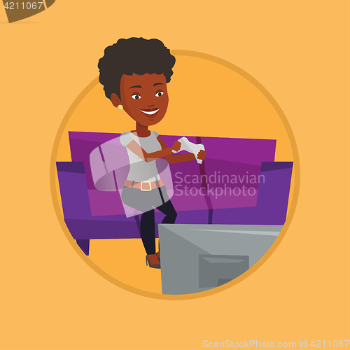 Image of Woman playing video game vector illustration.