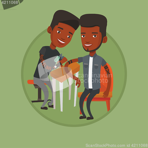 Image of Tattoo artist at work vector illustration.