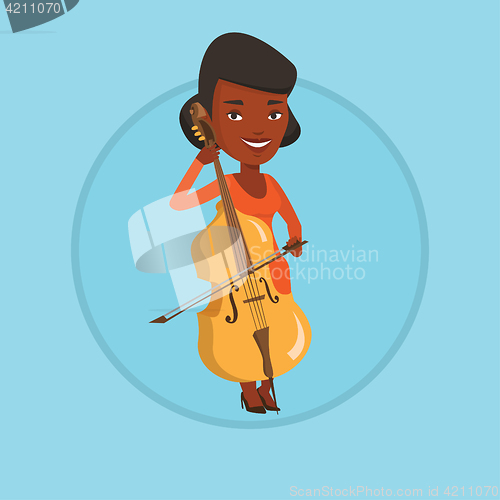 Image of Woman playing cello vector illustration.