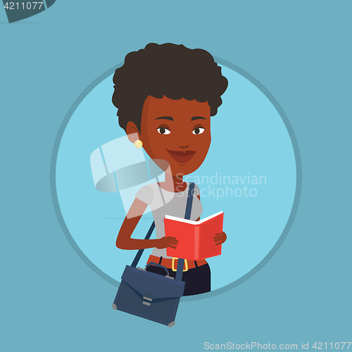 Image of Student reading book vector illustration.