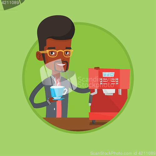 Image of Man making coffee vector illustration.