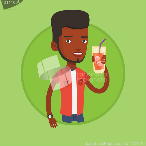 Image of Man drinking cocktail vector illustration.