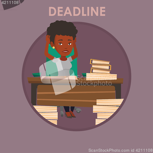 Image of Business woman having problem with deadline.