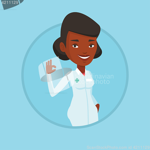 Image of Doctor showing ok sign vector illustration.