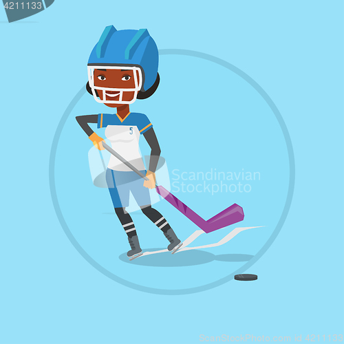 Image of Ice hockey player vector illustration.