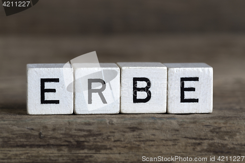 Image of German word heritage, written in cubes