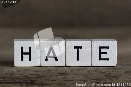 Image of Hate, written in cubes    