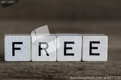 Image of Free, written in cubes    