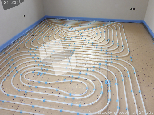 Image of Underfloor heating system in a new house