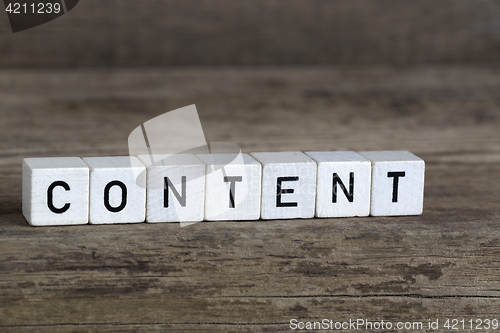Image of Content, written in cubes