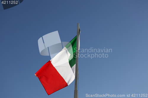 Image of National flag of Italy on a flagpole