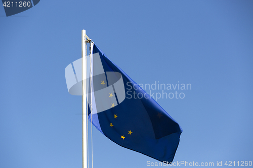 Image of National flag of Alaska on a flagpole