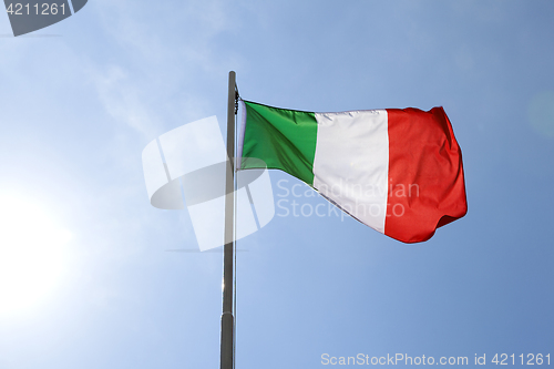 Image of National flag of Italy on a flagpole
