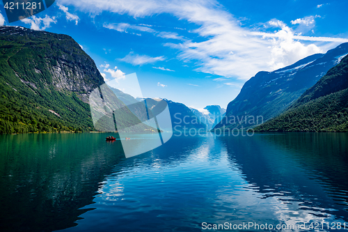 Image of lovatnet lake Beautiful Nature Norway.