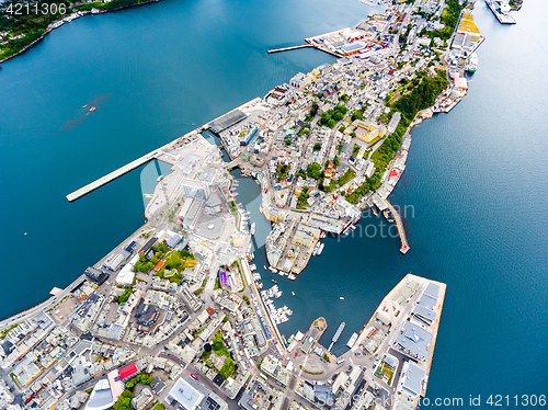 Image of City of Alesund Norway Aerial footage