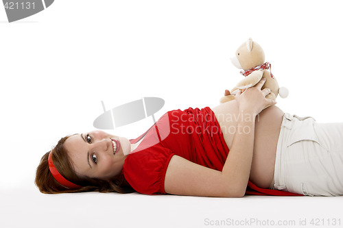 Image of Pregnant with a Teddy bear