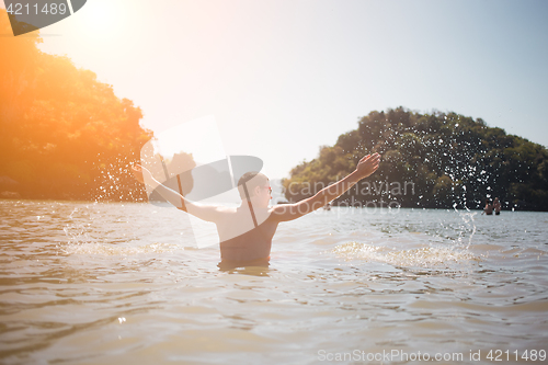 Image of Photo of man in sea