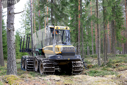 Image of Ponsse Elk Forest Forwarder in Green Woodland