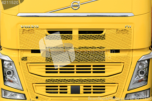 Image of Front of a New Yellow Volvo FH Truck
