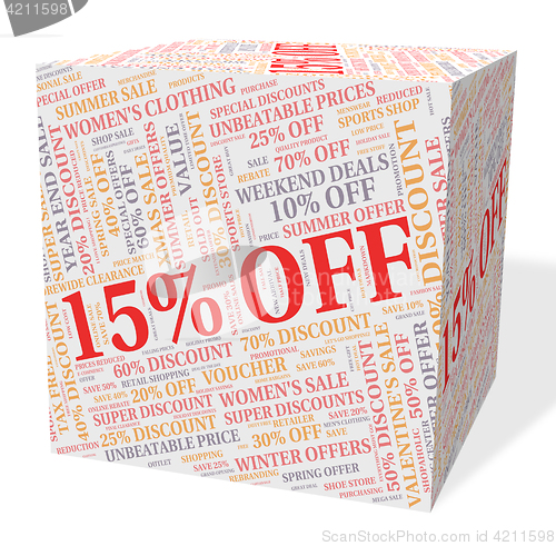 Image of Fifteen Percent Off Represents Cheap Promotion And Sale