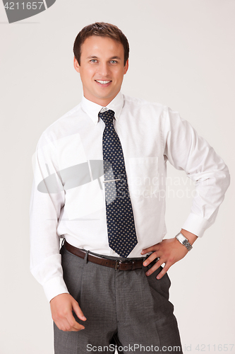 Image of Young Emotional Man In A Business Suit