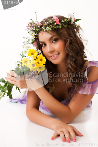 Image of Young Woman With Flower Garland