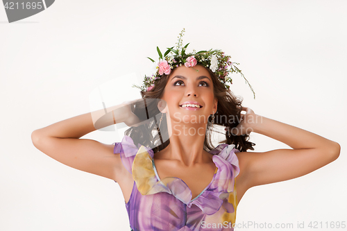Image of Young Woman With Flower Garland