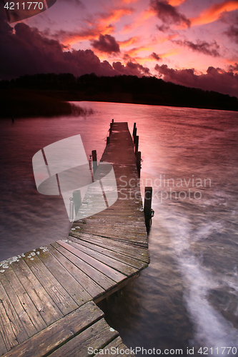 Image of View on a beautiful  lake in scandinavia in denmark 