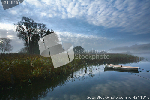 Image of View on a beautiful  lake in scandinavia in denmark 