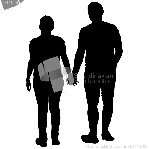 Image of Couples man and woman silhouettes on a white background. illustration