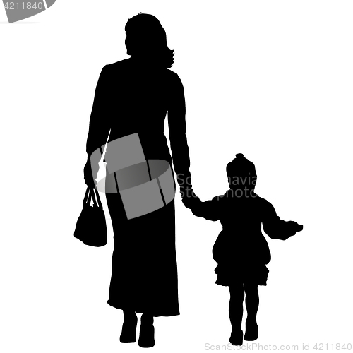 Image of Silhouette of happy family on a white background. illustration.