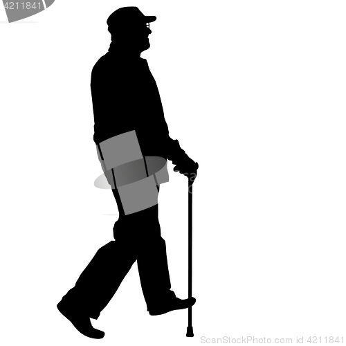 Image of Silhouette of disabled people on a white background. illustration