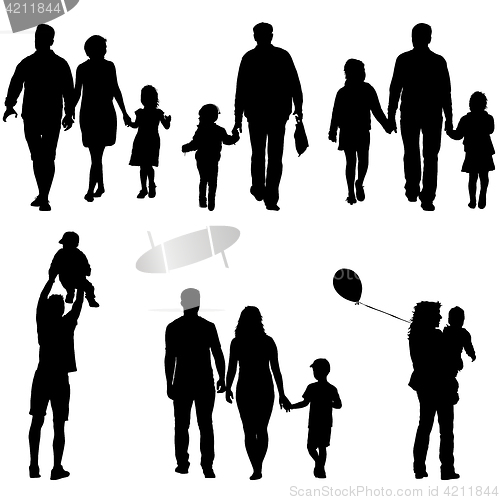 Image of Set silhouette of happy family on a white background. illustration.