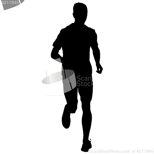 Image of Silhouettes. Runners on sprint, men. illustration